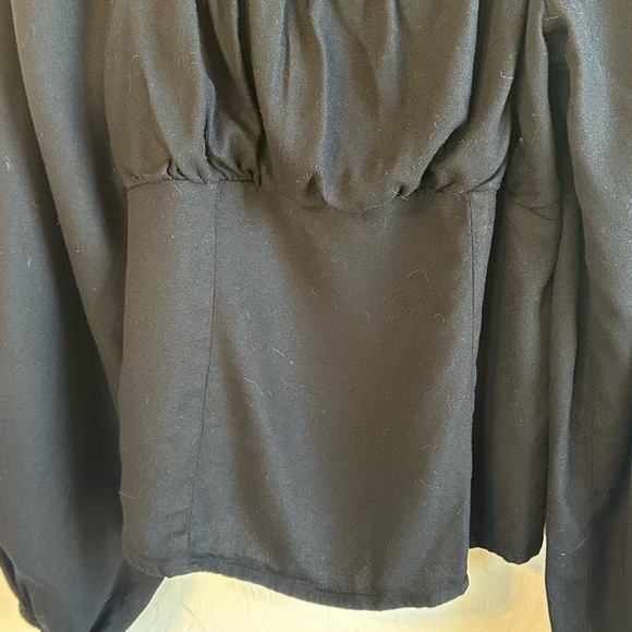 Old Navy Square Neck Peasant Black Blouse with Smocked Back Sz S - Picture 5 of 12